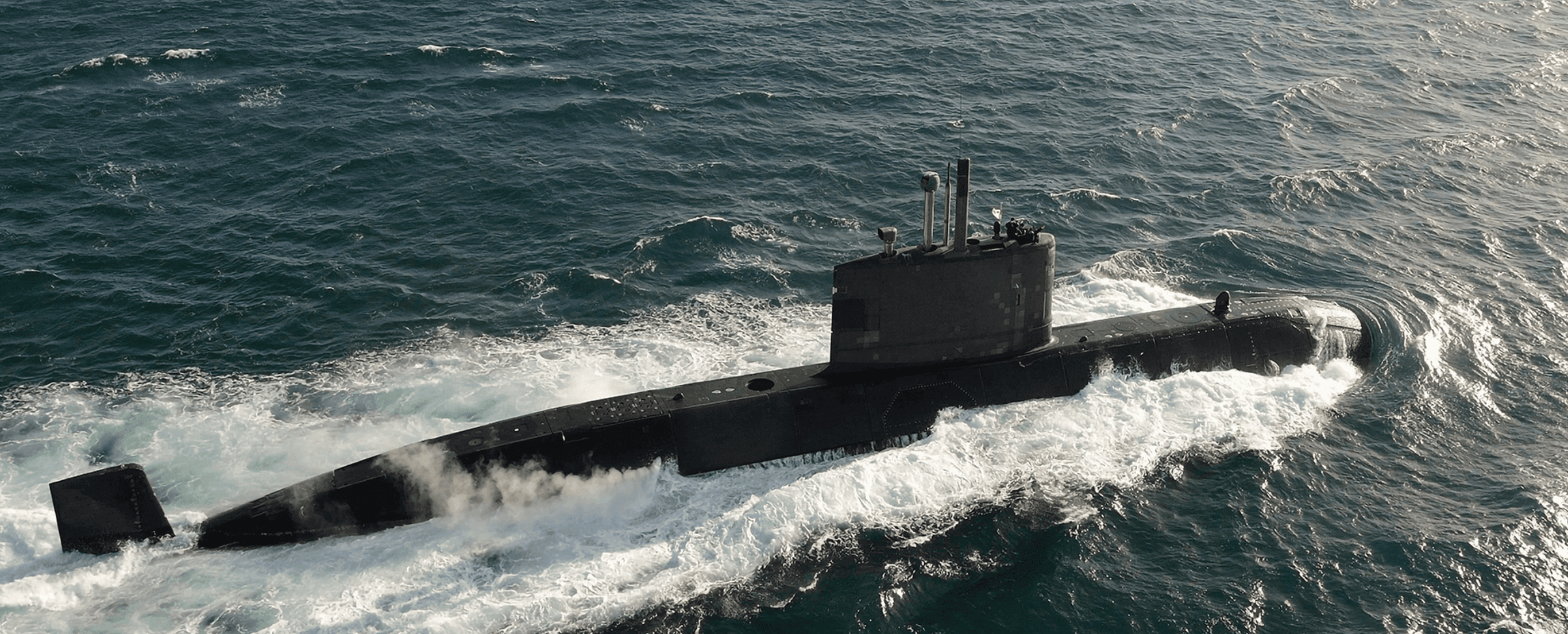 A submarine emerging from water