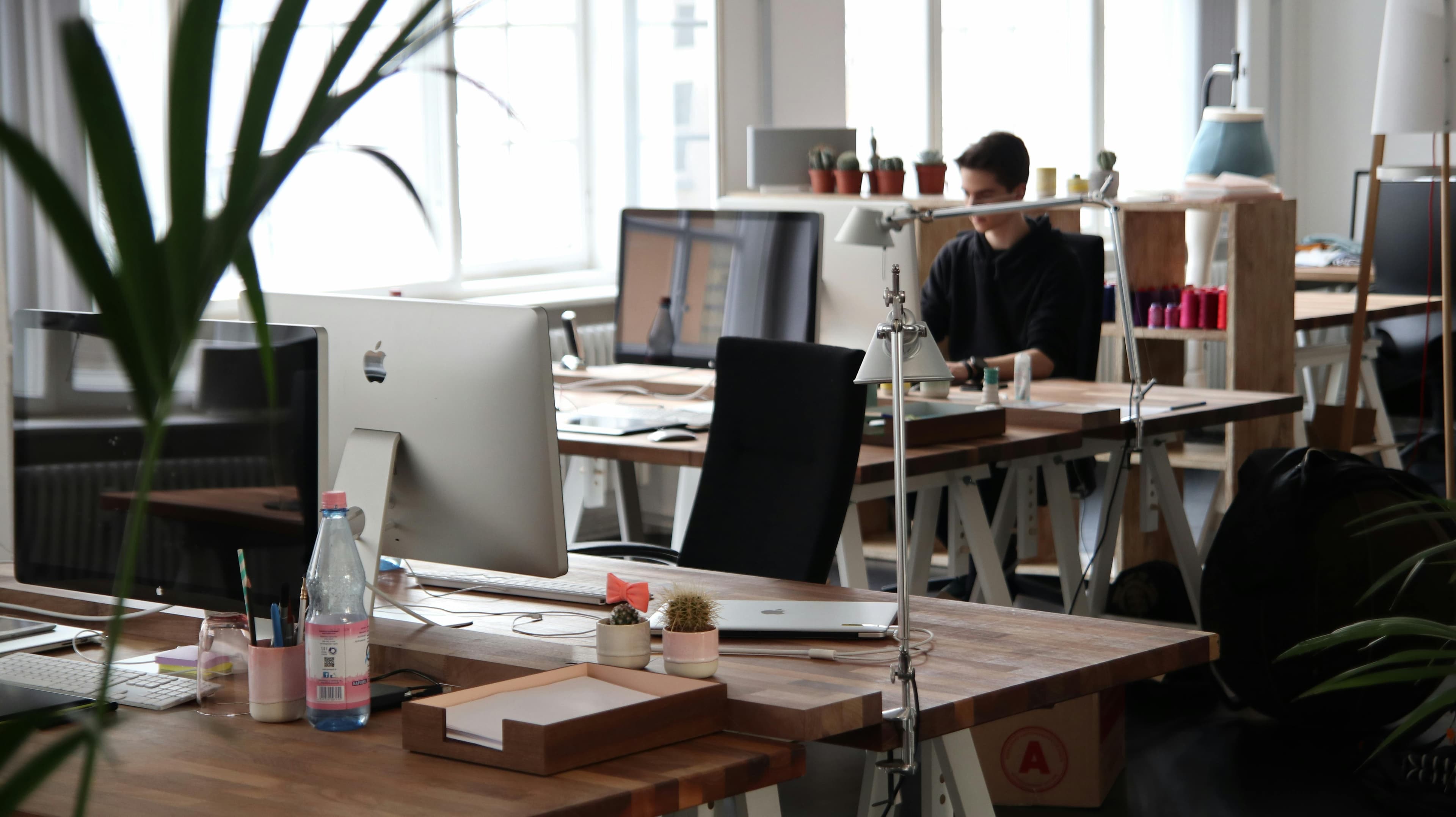 Desks in an office